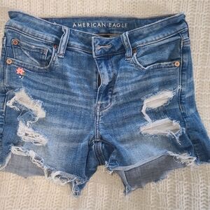 American Eagle Outfitters Light Blue Ripped Jean Shorts